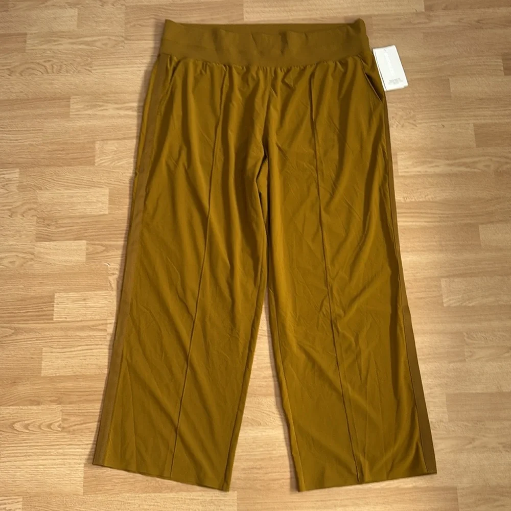 Athleta 22 Nolita Wide Leg Pant Mustard High Rise Relaxed Travel - Picture 5 of 15